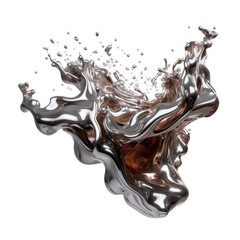 Wall Mural - flowing molten metal frozen in an abstract futuristic 3d texture isolated on a transparent backgroun