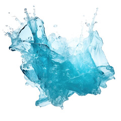 Wall Mural - shimmering aquamarine water splash frozen in an abstract futuristic 3d texture isolated on a transpa