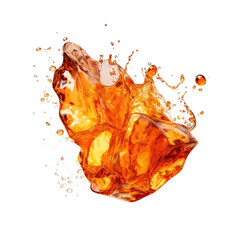 Wall Mural - shimmering amber gemstone splash frozen in an abstract futuristic 3d texture isolated on a transpare