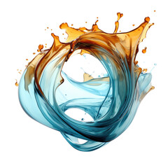 Wall Mural - swirling liquid amber and topaz splash frozen in an abstract futuristic 3d texture isolated on a tra