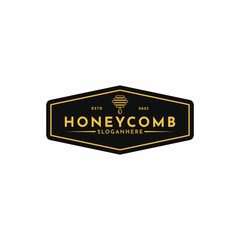 Vintage retro stamp honeycomb drop logo design idea, honeycomb logo design label