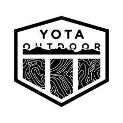 outdoor topographic hexagon badge