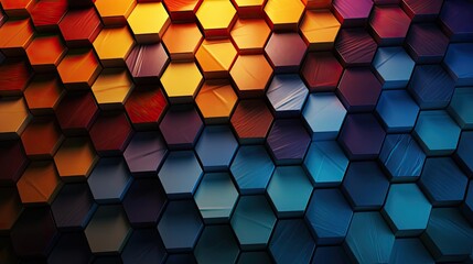 modern symmetrical hexagon arrangement with gradient color for wallpaper or background