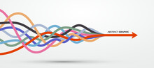 Multiple Colored Ropes Converging Into Arrows In The Same Direction, Vector Graphics.