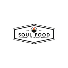 Wall Mural - Soul food logo design creative idea, vintage retro stamp soul food hot logo design