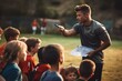 © itchaznong - Coach training kids sport in school ground. Generative AI