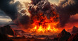 Volcanic Fury: Erupting Volcano Releases Ash and Lava