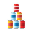 stack of Soda in colored aluminum cans set icons