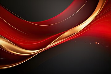 Wall Mural - Red and gold elegant abstract Christmas background, generative ai