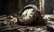 Time Has Run Out, Our Best Days Are Behind Us, So Much Wasted Time, Decaying Neglected Old Pocketwatch, Generative AI