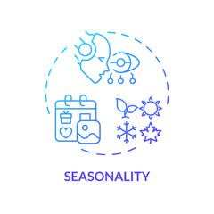 Gradient seasonality icon concept, isolated vector, AI for SEO thin line illustration.
