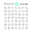 © bsd studio - 2D editable thin line icons set representing AI for SEO, isolated vector, linear illustration.