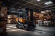 © Daniel Jędzura - Forklift in a warehouse. Working in a warehouse.
