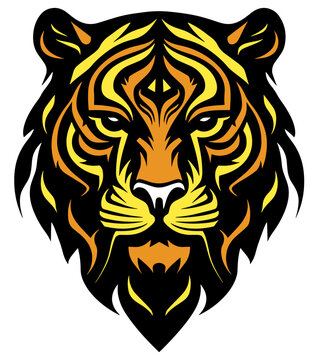 Wall Mural -  - Three colors tiger face logo shape
