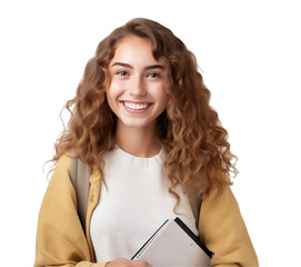 Wall Mural - American university student smiling happily on transparent background
