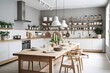 © create interior - Scandinavian Kitchen: Design a kitchen with a Scandinavian - inspired design, using a minimalist approach and natural materials. Generative AI