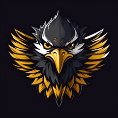 Wall Mural - Eagle mascot, black and golden color, AI generated Image