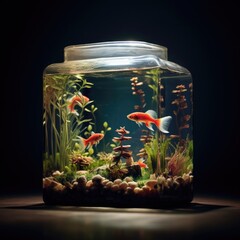 Fish in a small aquarium, AI generated Image