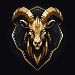 Wall Mural - Goat mascot, black and golden color, AI generated Image