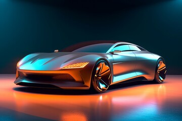 Wall Mural - Electric sport car design concept for clean energy vehicle Created with Generative AI technology.