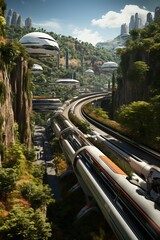 Wall Mural - green eco city concept, futuristic high-tech city with advanced infrastructure, science fiction city