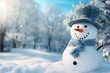 snowman in winter wonderland. Created with generative AI technology.
