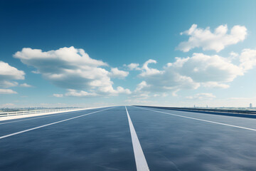 empty space road racing highway driving under the blue sky mock up place. Landing page concept, AI generate, AI generate