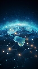 Global Network Connection Over Planet Earth, generative ai and internet background