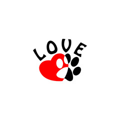 Sticker - Love my dog or cat icon isolated on transparent background