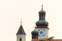 Old Clock Tower With Onion Domes