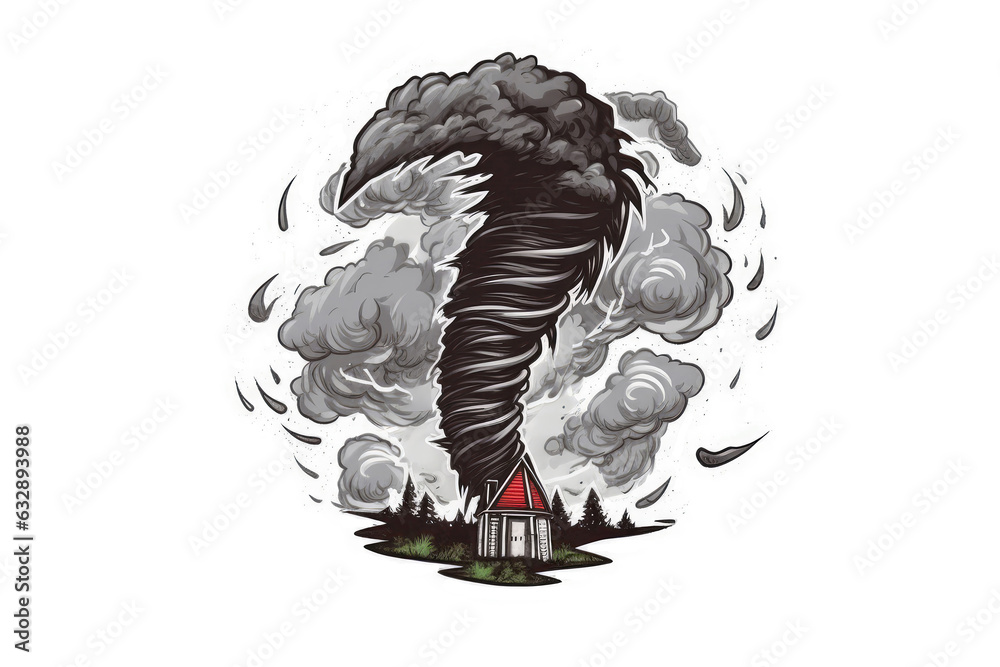 Sticker On White Background Tornado. Generative AI Stock Illustration ...
