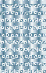 Wall Mural - Seamless repeating pattern. Geometric composition with light blue concentric rounded rectangles on a white background. Striped graphic texture. Retro style design. Vector illustration.