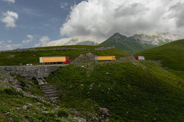 Wall Mural - freight truck on the mountain pass road