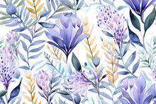 Wild Flowers Bloom Watercolor  Seamless Pattern