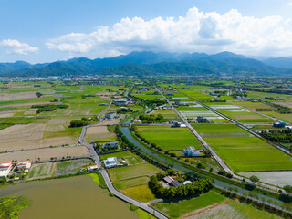 Wall Mural - Top view of the Yilan countryside in Taiwan