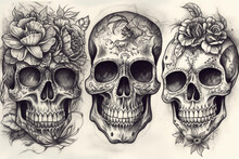 Sugar Skull, Tattoo Sketches, 