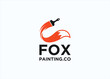 fox with paint brush logo design vector silhouette illustration