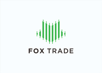 Wall Mural - fox with trading logo design vector silhouette illustration