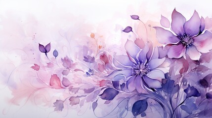 Elegant flower with watercolor style for background and invitation wedding card, AI generated image