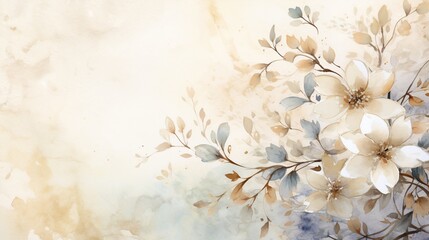 Elegant flower with watercolor style for background and invitation wedding card, AI generated image