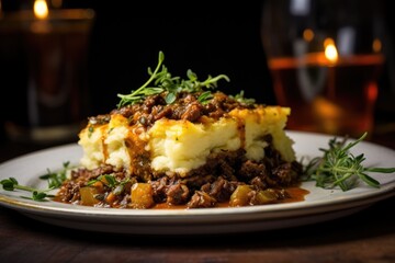 Canvas Print - delicious shepherds pie plated and garnished