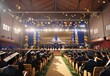 Back view of university graduation celebration