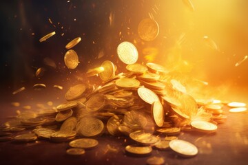 Poster - Flying coins. Generate Ai
