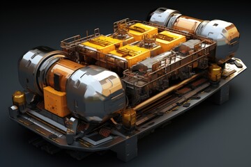 Wall Mural - 3d rendering of nuclear battery components