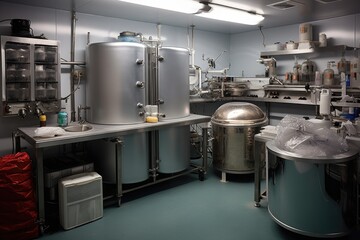 Canvas Print - cryonics equipment and tools on a sterile laboratory table