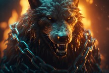 Wolf Fire Chains. Generate Ai