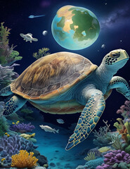  sea turtle swimming in water