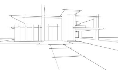 house building sketch architecture 3d illustration