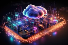 Cloud Computing Transfer Big Data On Internet. Futuristic Digital Technology .Generative AI