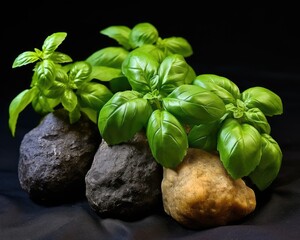 Poster - fresh basil in a pot. 